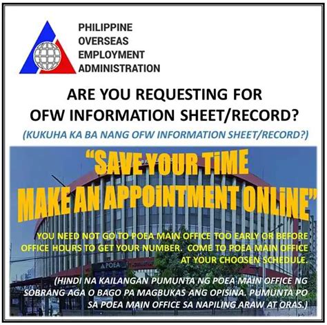 info sheet poea|How to Request for Your OFW Information Sheet from .